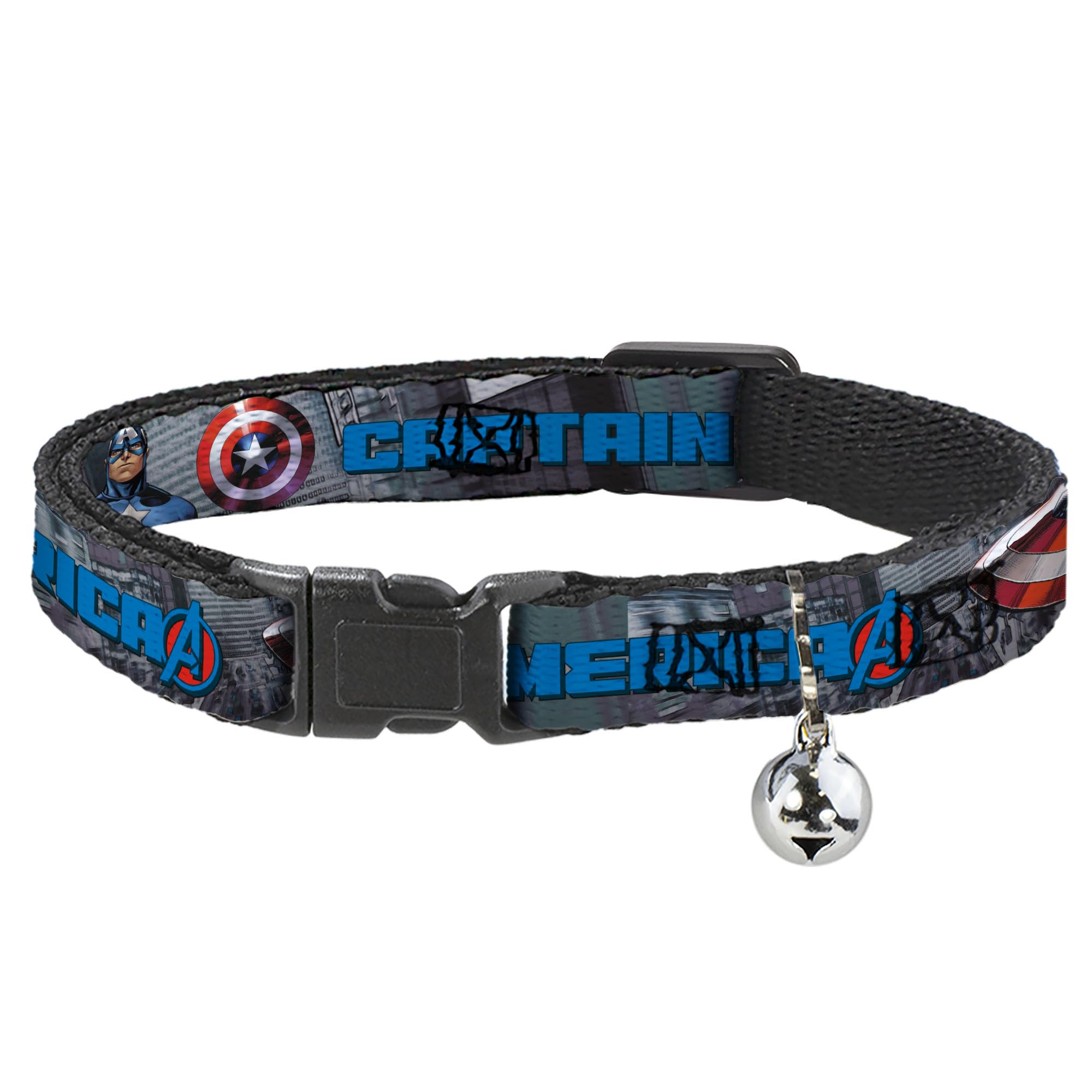 Collar de gato Capitán América Vengadores elástico antiahogo con hebilla liberación rápida