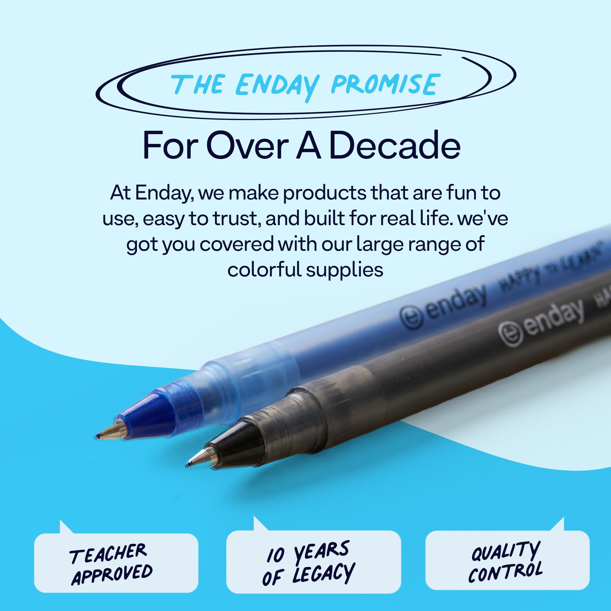 Enday Bolígrafos negros a granel, bolígrafos azules, punta media (1 mm), barril redondo flexible para mayor comodidad de escritura, 400 bolígrafos para escuela, oficina, 200 bolígrafos de tinta negra