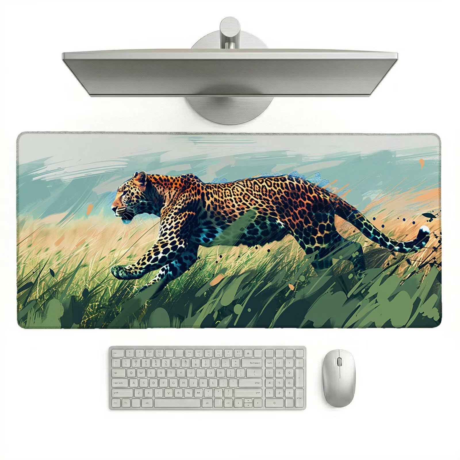 Sottomano Scrivania Grande 1200 x 600 x 3 mm Animale Tappetino Tastiera Computer con Base Antiscivolo e Bordi Cuciti, Protezione Impermeabile, per Lavoro, Casa e PC Gamer, Regali (Prateria) L-x1782