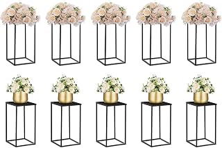NUPTIO Black Vase Wedding Centerpieces, Geometric Stand, 15.7" Tall, 2 Pcs