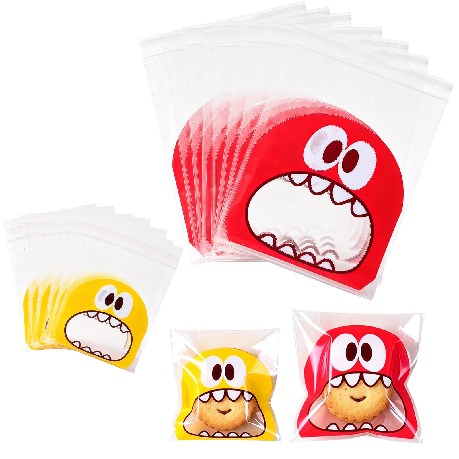 200Pcs Snack Bag, Convenient Snack Packaging, 7x7+3 cm Yellow and 10x10+3 cm Red Bags, Multipurpose Snack Bags for Daily Use, Reliable Snack Bag Solution