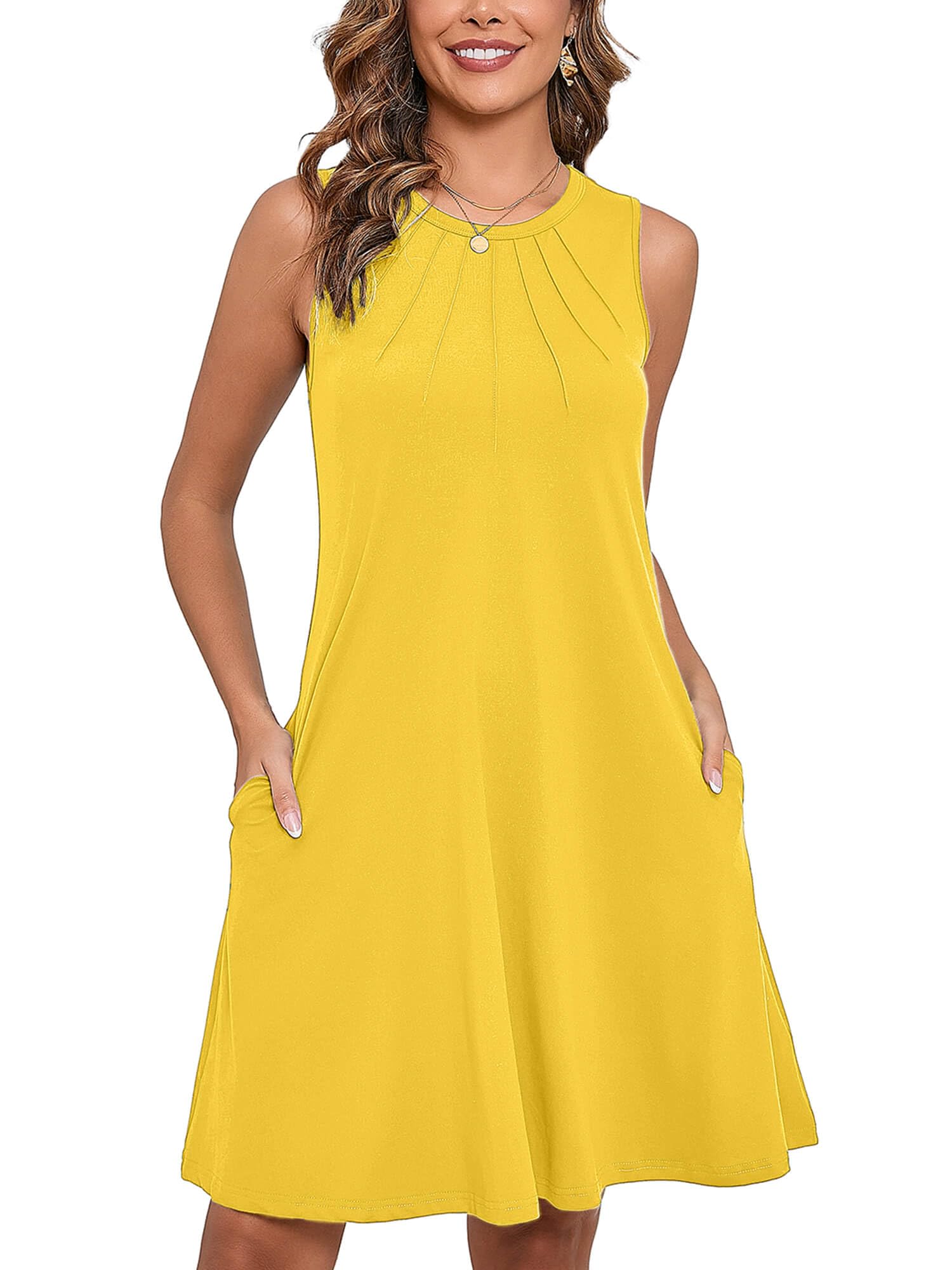 Heymoments Women Sleeveless Summer Beach Dresses with Pockets