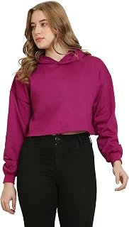 Generic UNIGLAM Women’s Trendy Crop Hoodies, Fleece Material Full Sleeves, Hooded Neck Womens Sweatshirt || Regular&Plus Sizes || SMALL-10XL ||