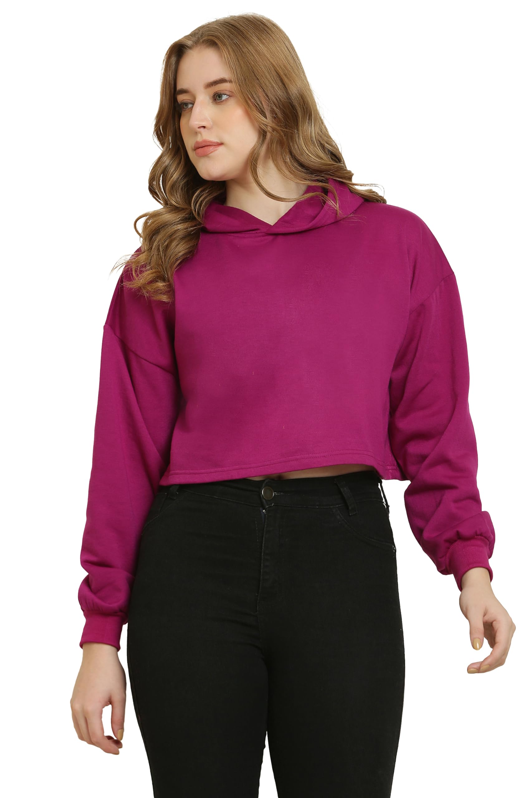 UNIGLAM Women’s Trendy Crop Hoodies, Fleece Material Full Sleeves, Hooded Neck Womens Sweatshirt || Regular&Plus Sizes || SMALL-10XL ||-picture-18