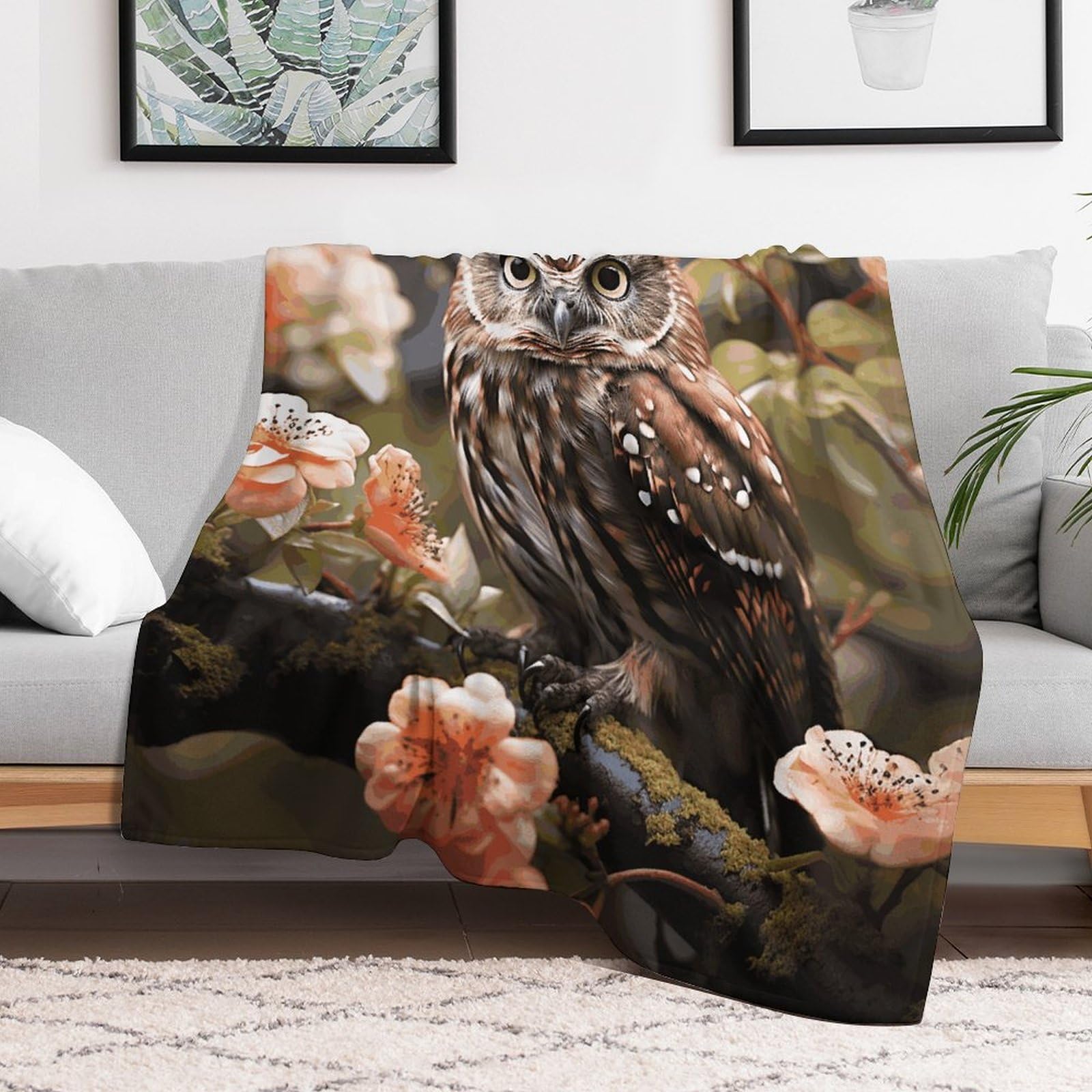 Couverture douce chouette en flanelle pour un sommeil serein au lit