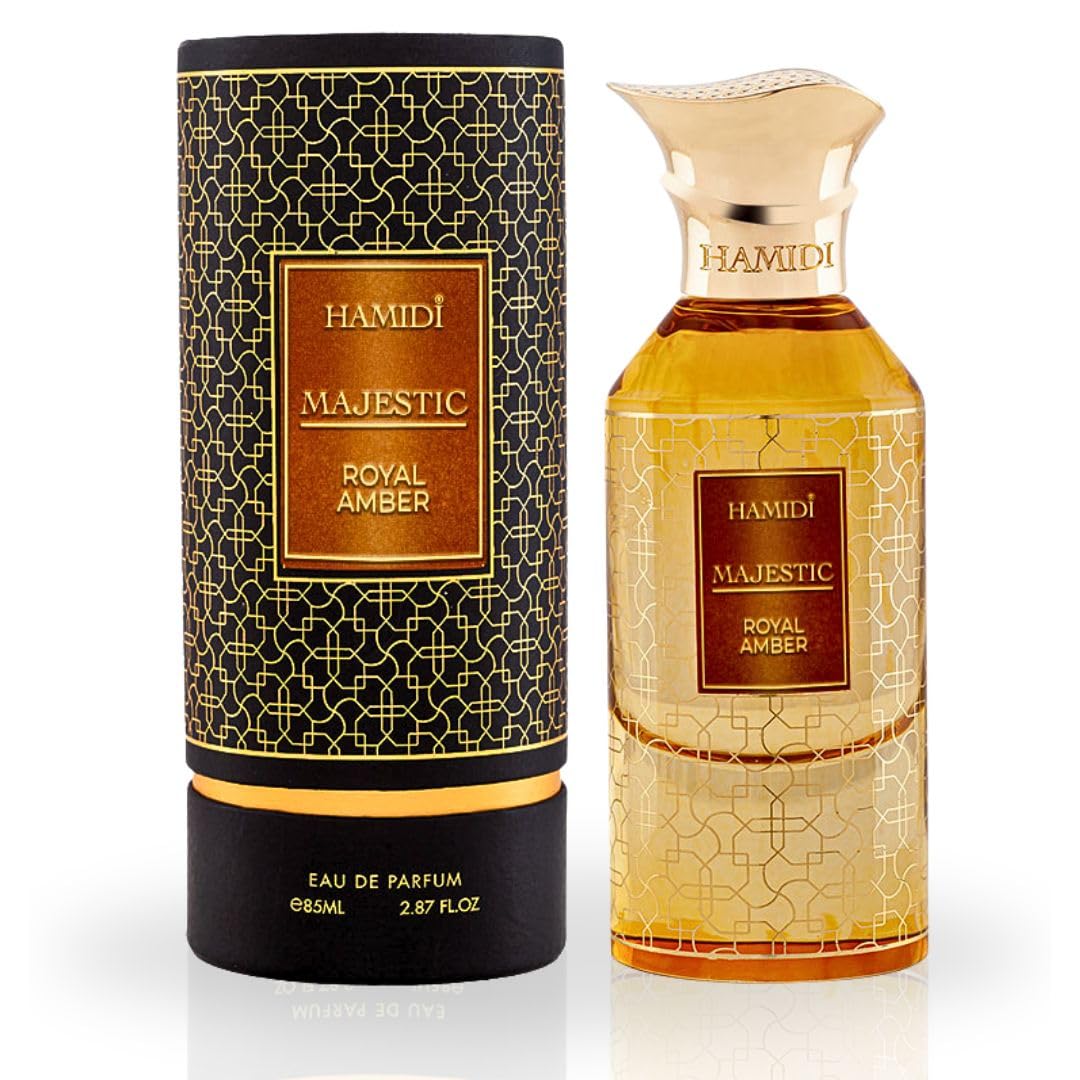 Hamidi MAJESTIC ROYAL AMBER Arabian Perfumes for Women & Men, Long Lasting Perfume Spray 85ML (2.8 OZ), Unisex Perfume, Luxurious Eau De Parfum - Allure & Elegance in Every Spray