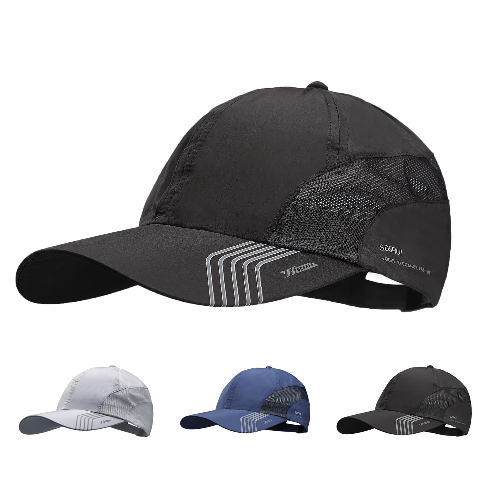 Xinchia Unisex Black Mesh Quick Dry Baseball Cap Unstructured Breathable Summer Sun Protection Cap Outdoor Sports Hat With Adjustable Buckle Soft Brim Peaked Hat Lightweight Running Headwear For Outdoor Activities