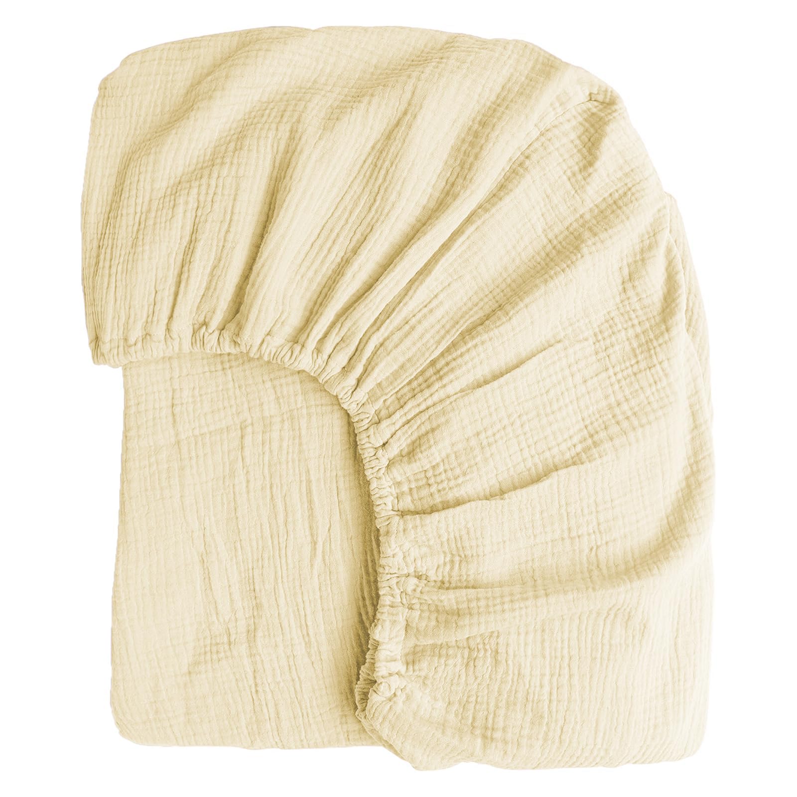 Boqingzhu Sábana bajera ajustable de algodón de muselina, 140 x 200 cm, color crema y blanco, transpirable, suave, con certificado Oeko-Tex, para colchón de 25 a 30 cm