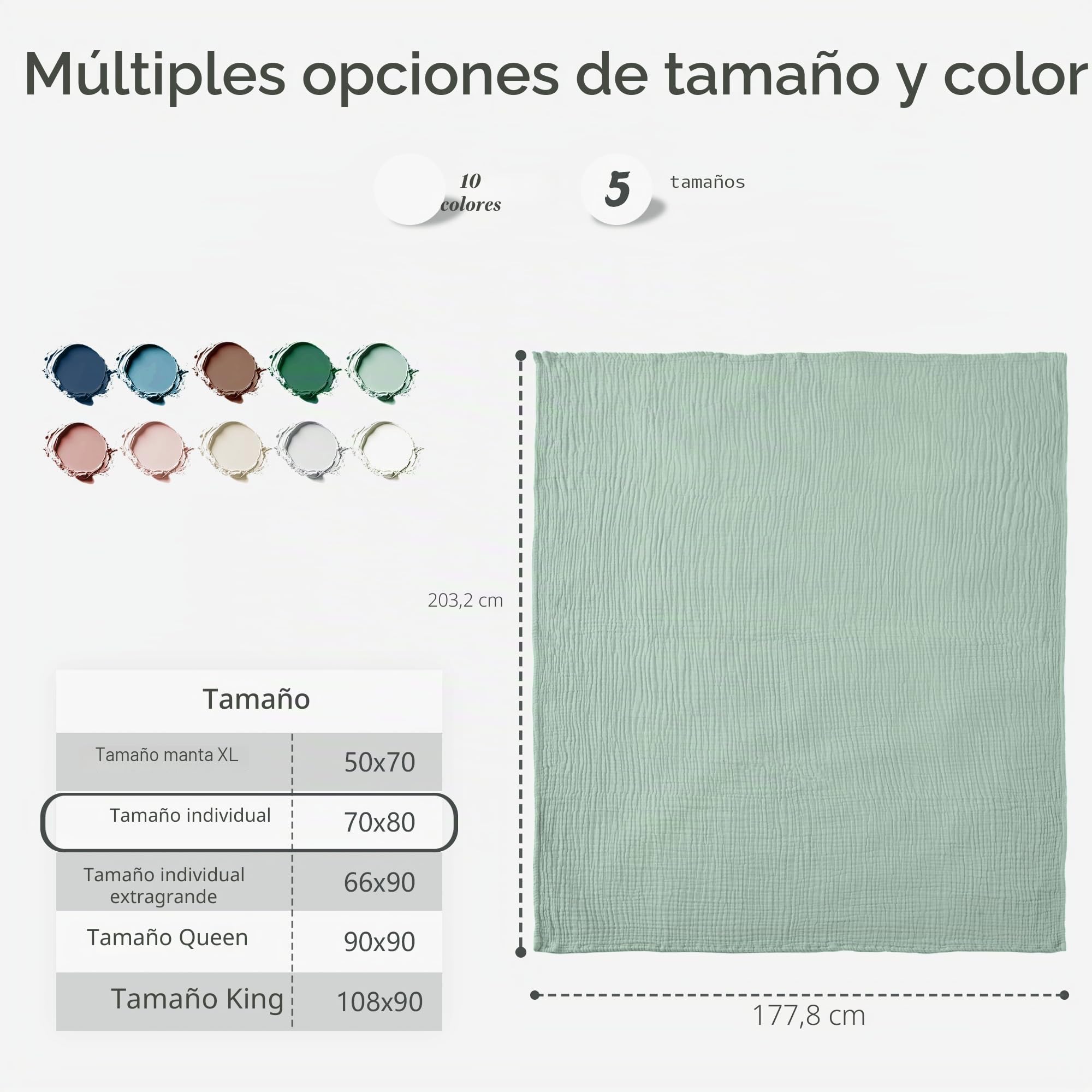 Carriediosa Manta de Gasa de Lino prelavada de 4 Capas de Muselina de algodón 100% para Adultos, Suave, Transpirable, Ligera, cómoda para Cama y sofá, 70 x 80 Pulgadas, Color Verde Salvia
