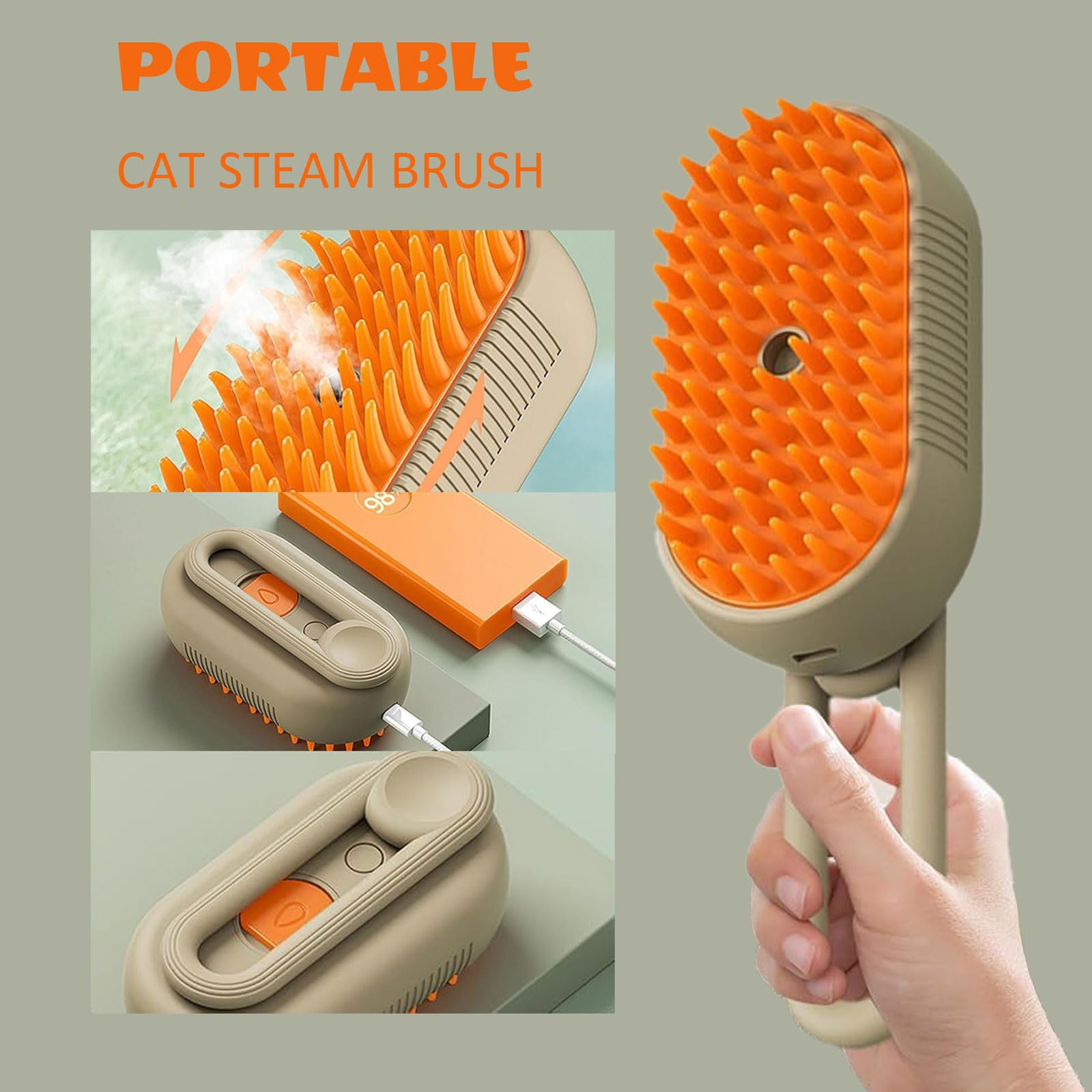Cepillo de vapor para gatos, 3 en 1, cepillo de vapor autolimpiante para eliminar el pelo enredado y suelto, cepillo de vapor para gatos y perros para masajes