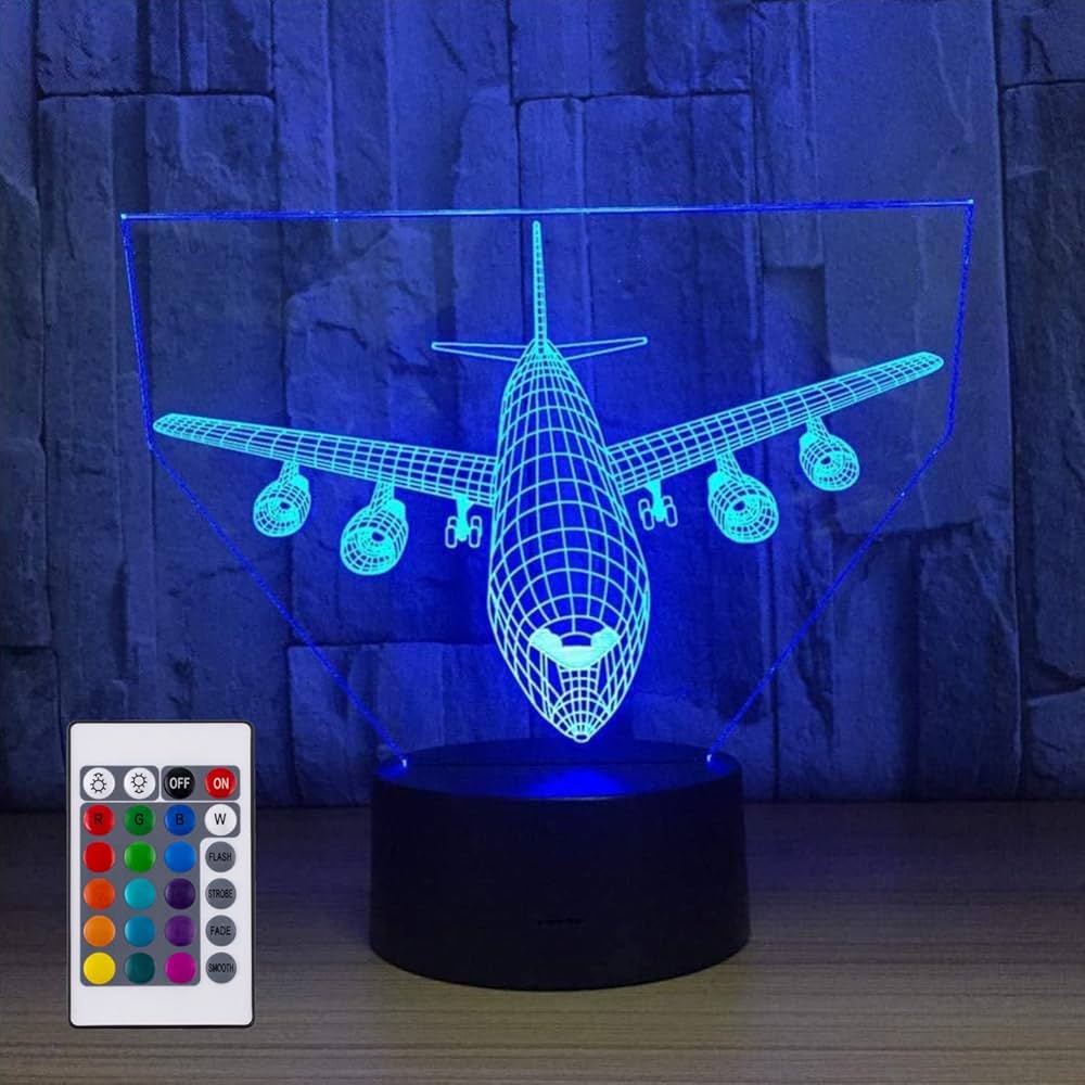 YKLWORLD Airplane Night Light 3D Illusion Lamp 7 Color Changing Touch  Control with USB Cable LED Table Desk Decor Lamps Christmas Birthday Gifts  for Kids Boys Pilot Plane Lover : Amazon.co.uk: Lighting
