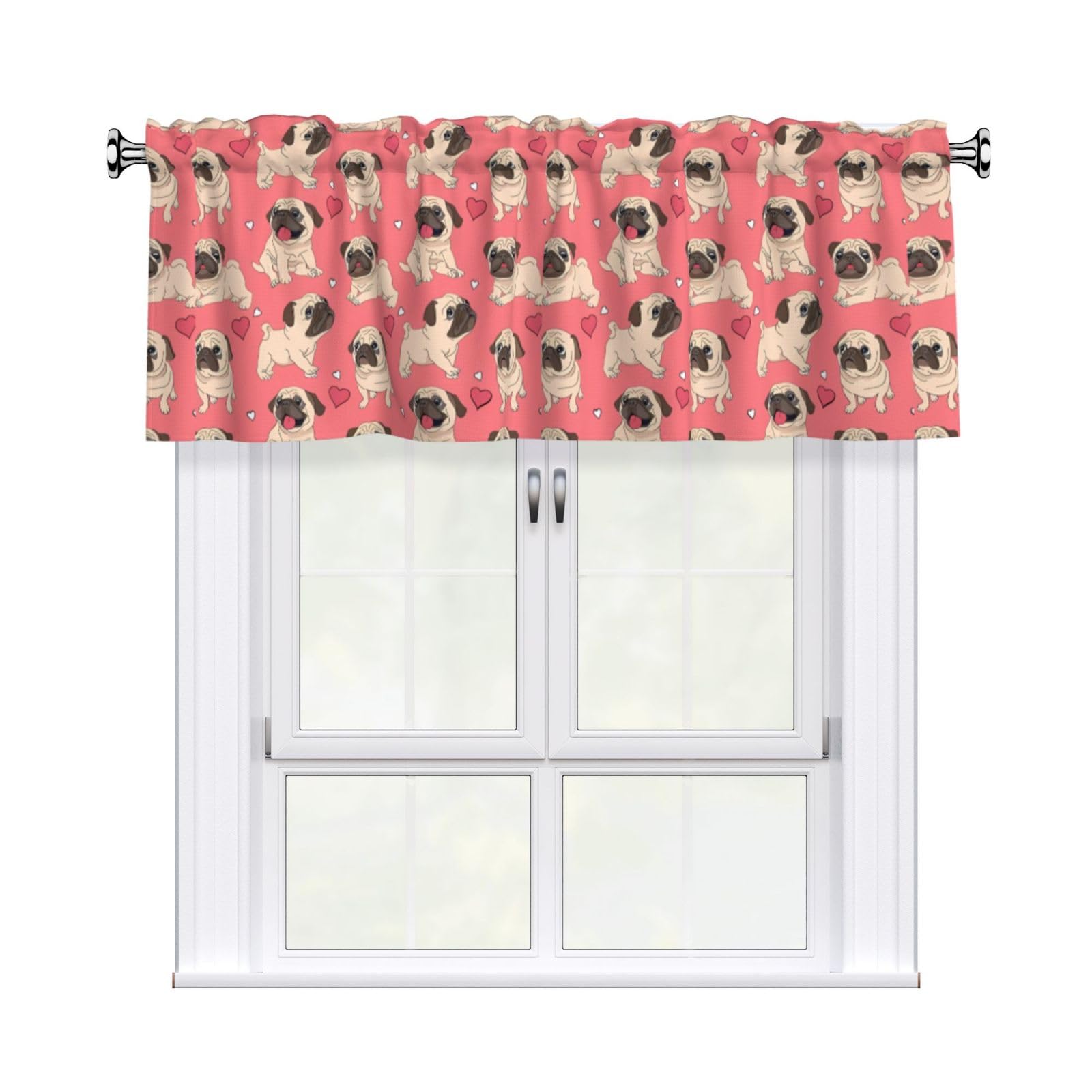 WHJSSF dog Prints Housewarming Gift – Peach Skin Window Valance 54x18 for a Cozy Kitchen Refresh