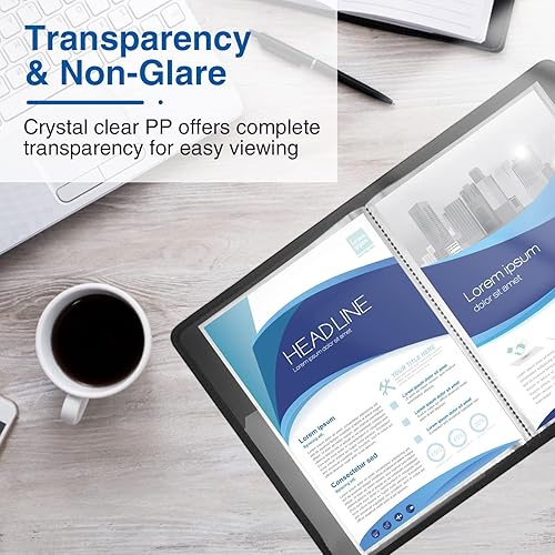 Miniatura 4 de Sooez Carpeta de 30 bolsillos con fundas de plástico de 8.5 x 11 pulgadas, carpeta de arte resistente con protectores de hojas transparentes, 60