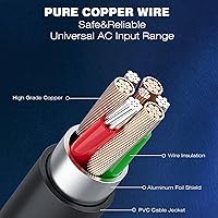 Vista 5 de Adaptador de fuente de alimentación de 12 V 8 A, 96 W CA 100-240 V a CC 12 V 8 A transformador con cable de CC de 4 pies y enchufe de barril