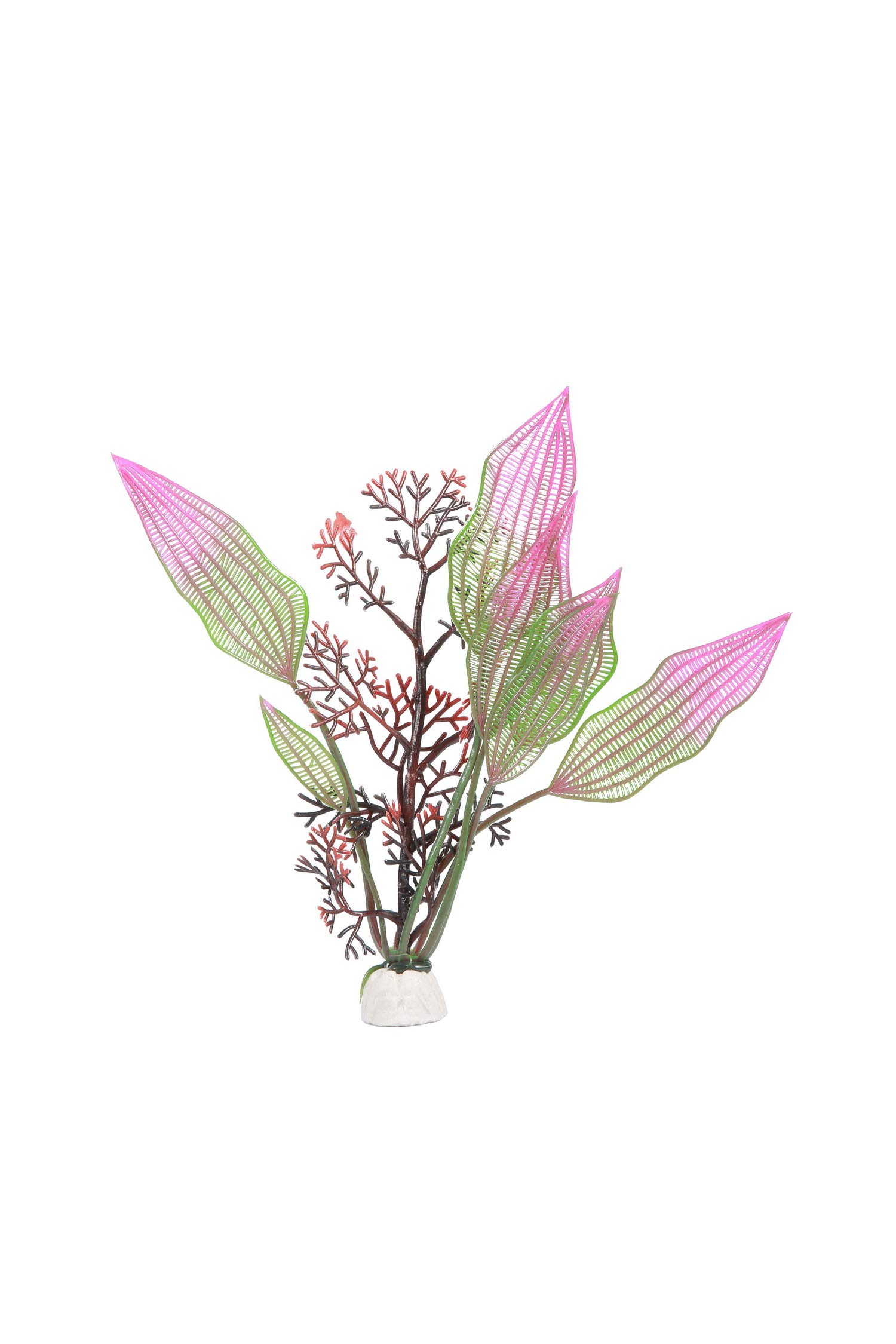 CNZ Assorted Color Aquarium Plastic Plant Decoration w Ceramic Base (Purple/Green, 10-Piece)