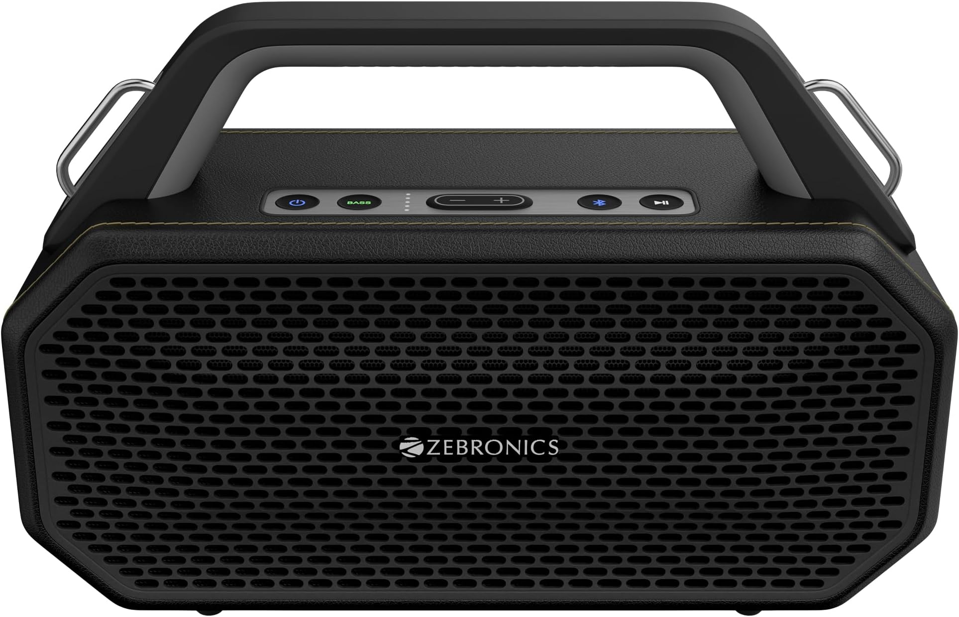 Zebronics Prima, Portable Bluetooth Speaker, 90 Watts, Upto 9 Hours Playback, Dual 11.8cm Drivers, Dual Passive Radiators, BTv5.4 | TWS | AUX | USB, Carry Strap, Deep Bass, Splash Proof (Black)