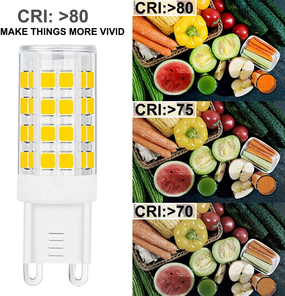 G9 LED Bulb 5W, 40W G9 Halogen Bulb Replacement, 420LM, Daylight White 6000K, AC100V-240V, G9 Base Non-Dimmable Light Bulbs, 6-Pack 6 Daylight White 6000k