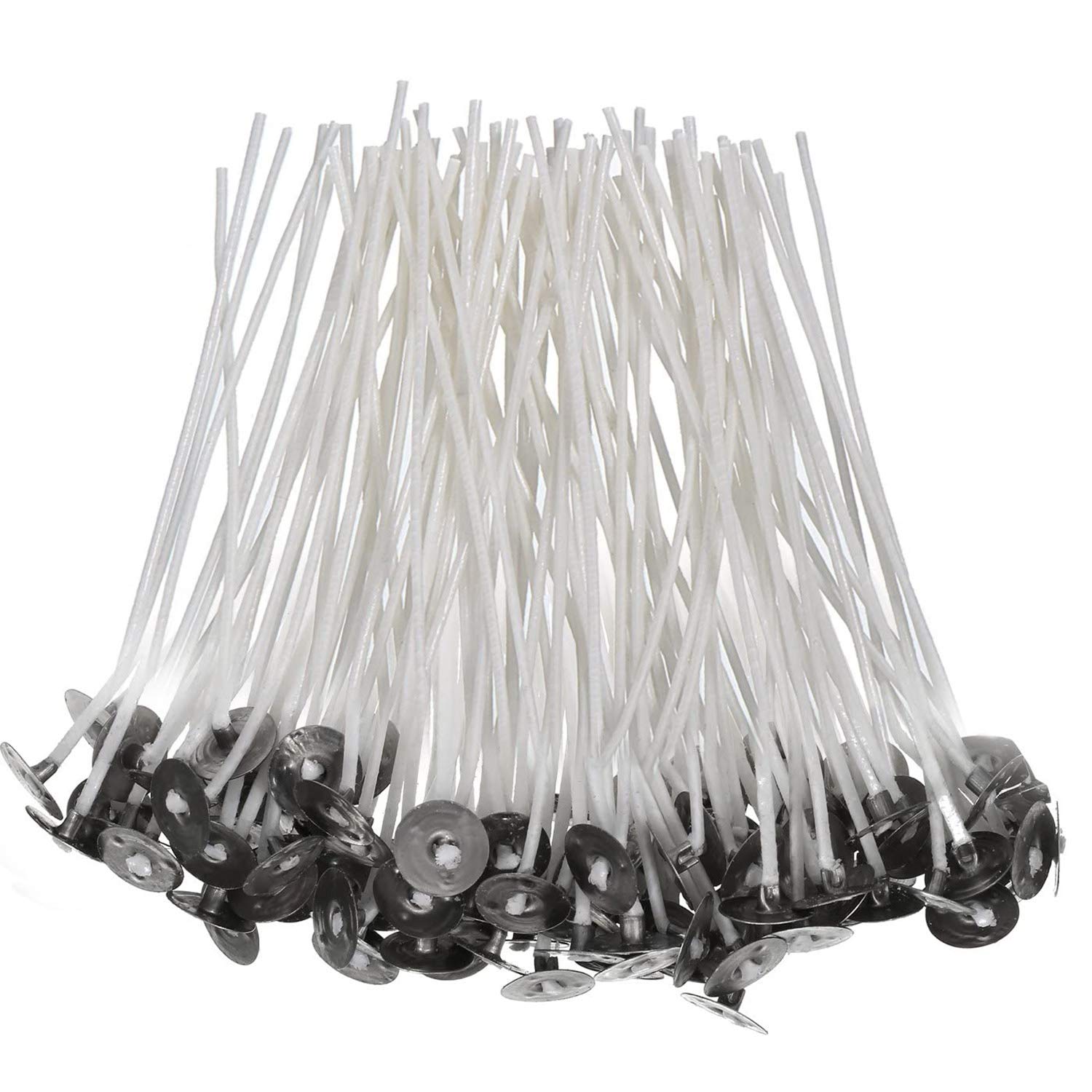 POFET 100pcs Candle Wicks - 10cm Pre-waxed Waxed Wicks for Candle Making DIY