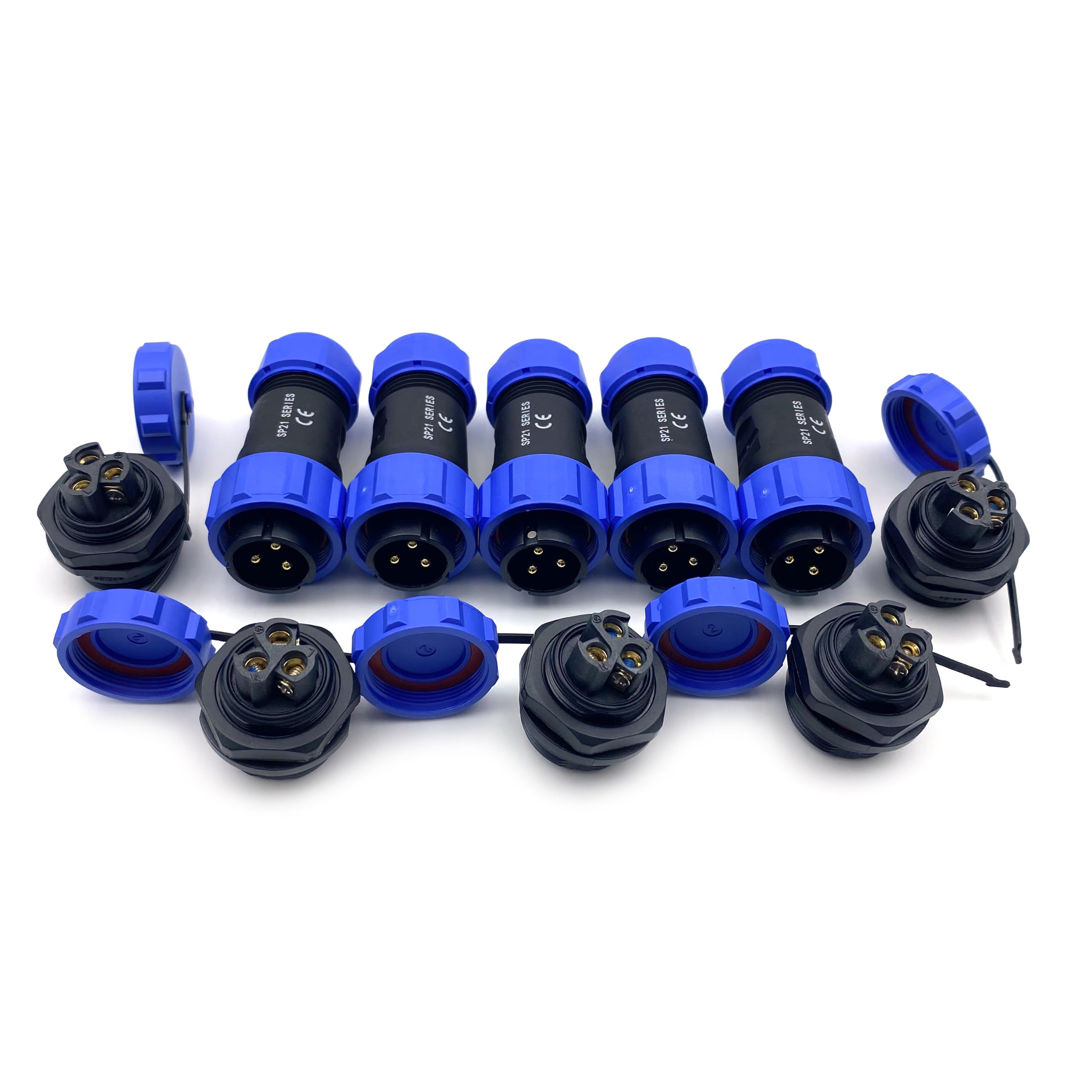5 Stücke Anschlussstecker Luftfahrtstecker SP21 3 Polig, 500V 30A IP68 Wasserdichter Luftfahrtstecker 3 Pin Lötfreier Aviation-Stecker für Außenlampen Verwendet (12AWG Kabel Schraub-Crimp)