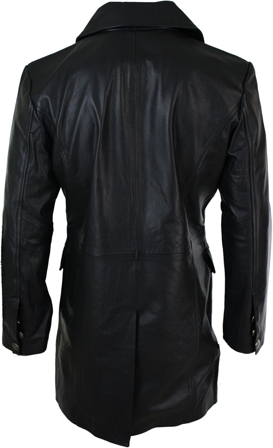 Mens Long 3/4 Black Real Leather German Generals Jacket Punk Rock Emo