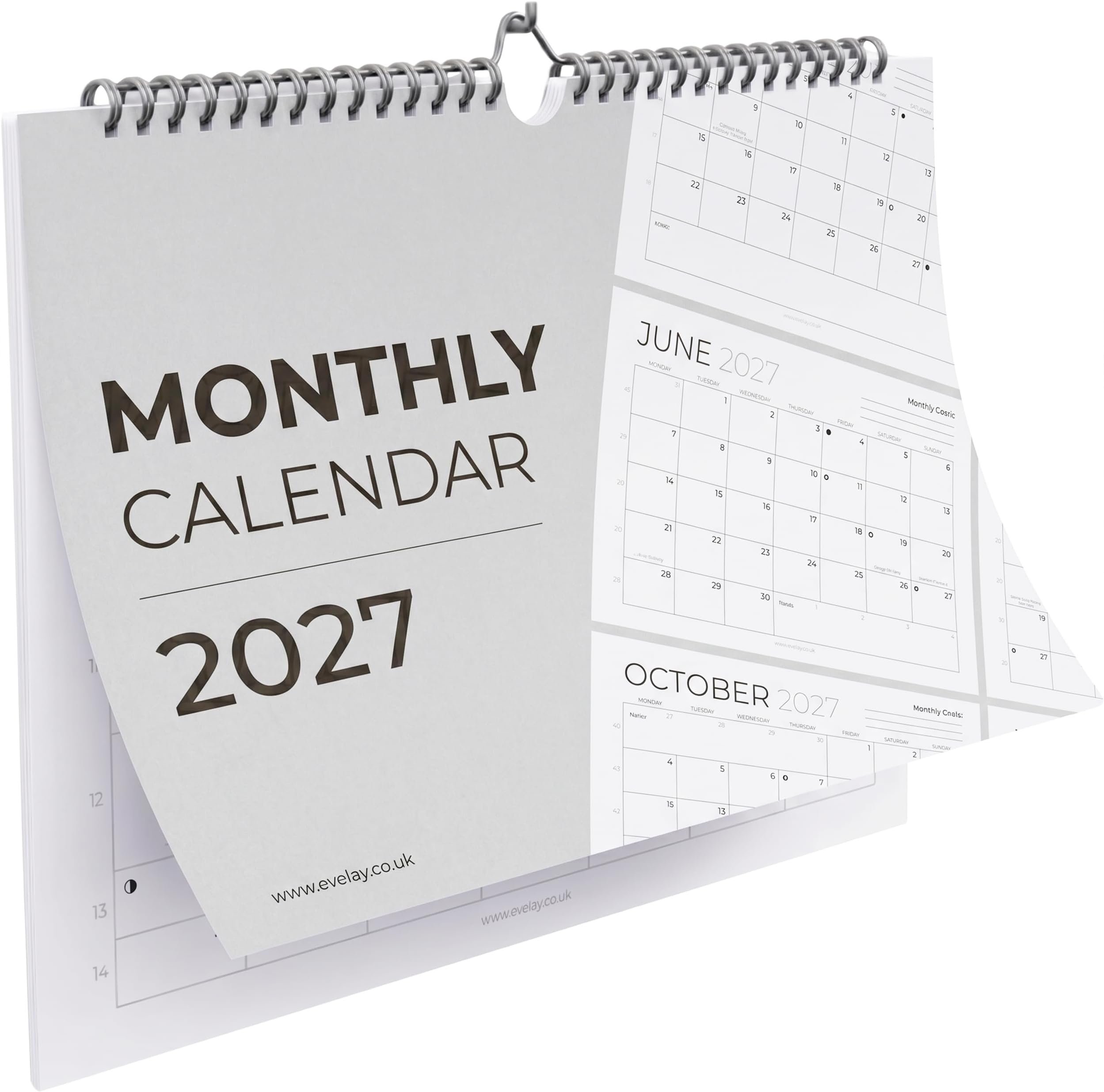 Evelay 2021 Slim Month to View Spiral Bound Wall Planner Organiser Calendar 3801