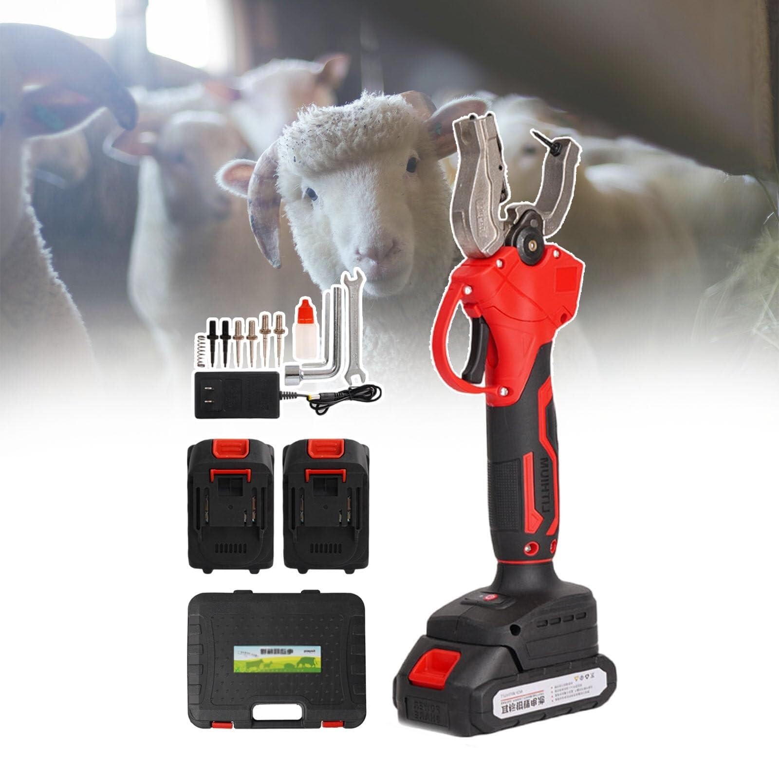 Herramienta inalámbrica for etiquetado de ganado, alicate eléctrico eficiente for etiquetas de oreja for ganado, cerdos, ovejas, cabras y vacas(Mix)