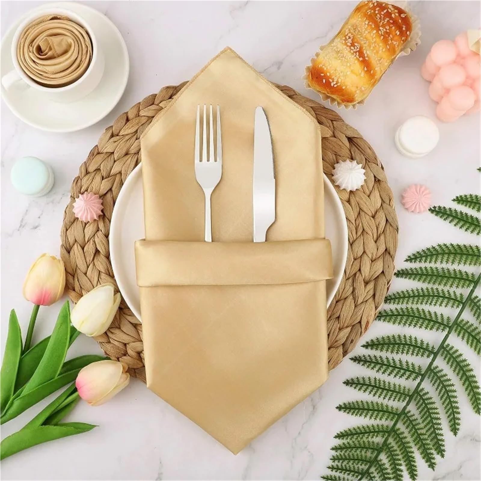 Kitchen Tovaglioli Stoffa 50PCS 30 30cm Satin Napkin Square Washable Soft Smooth Fabric Table For Wedding Banquet Party Hotel Restaurant Decor