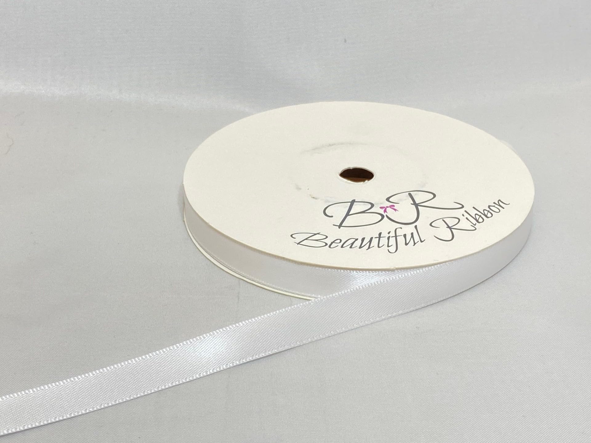 1 Full Roll Reel of 10mm Satin Ribbon x 25 metres Ivory Double Sided 10 mm 3/8" 1cm