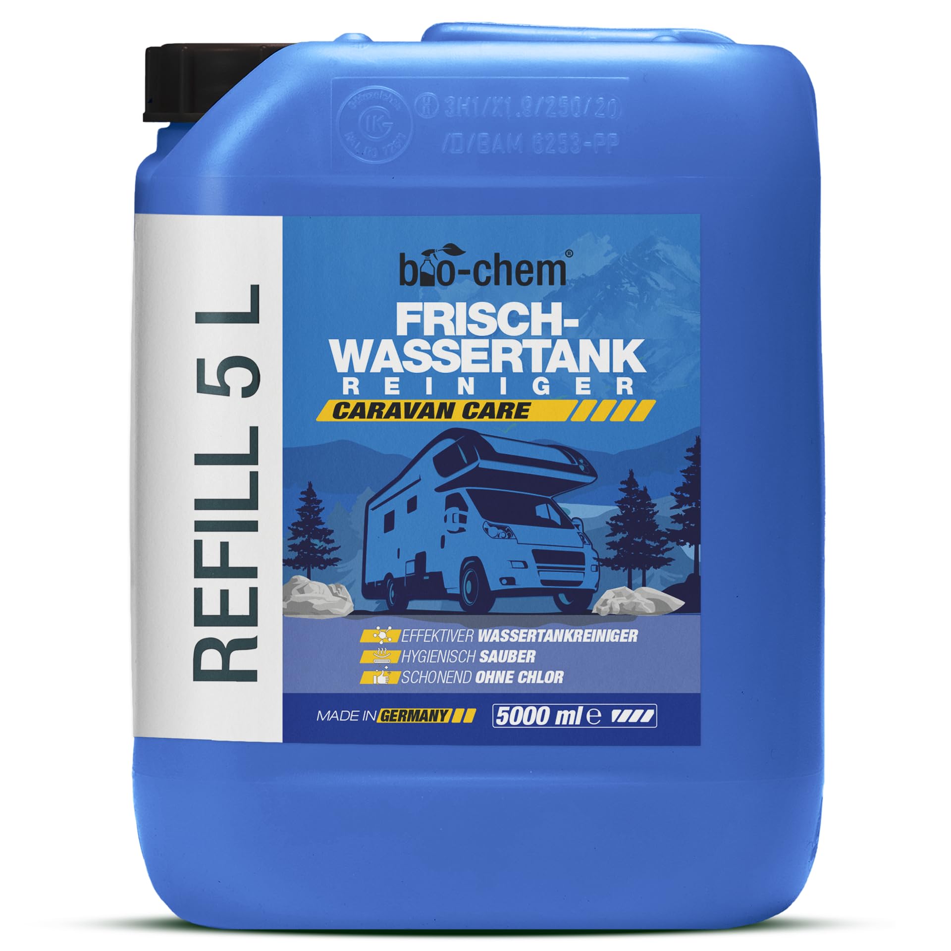 bio-chem Wassertank Reiniger Wohnmobil 5000 ml – Frischwassertank Reiniger für Wohnwagen & Camper – entfernt Kalk & Ablagerungen aus Tank & Leitung – chlorfrei – Made in Germany