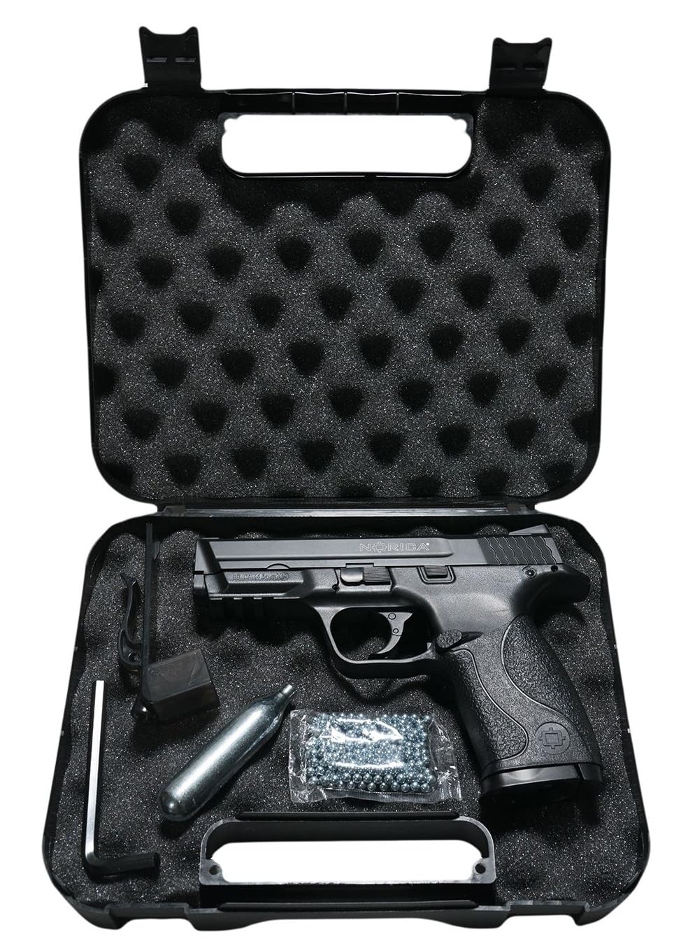 Norica Pack Pistola de Aire comprimido NAC 1703 Calibre 4.5 | CO2 y balines BBS (perdigones de Acero) <3,5J