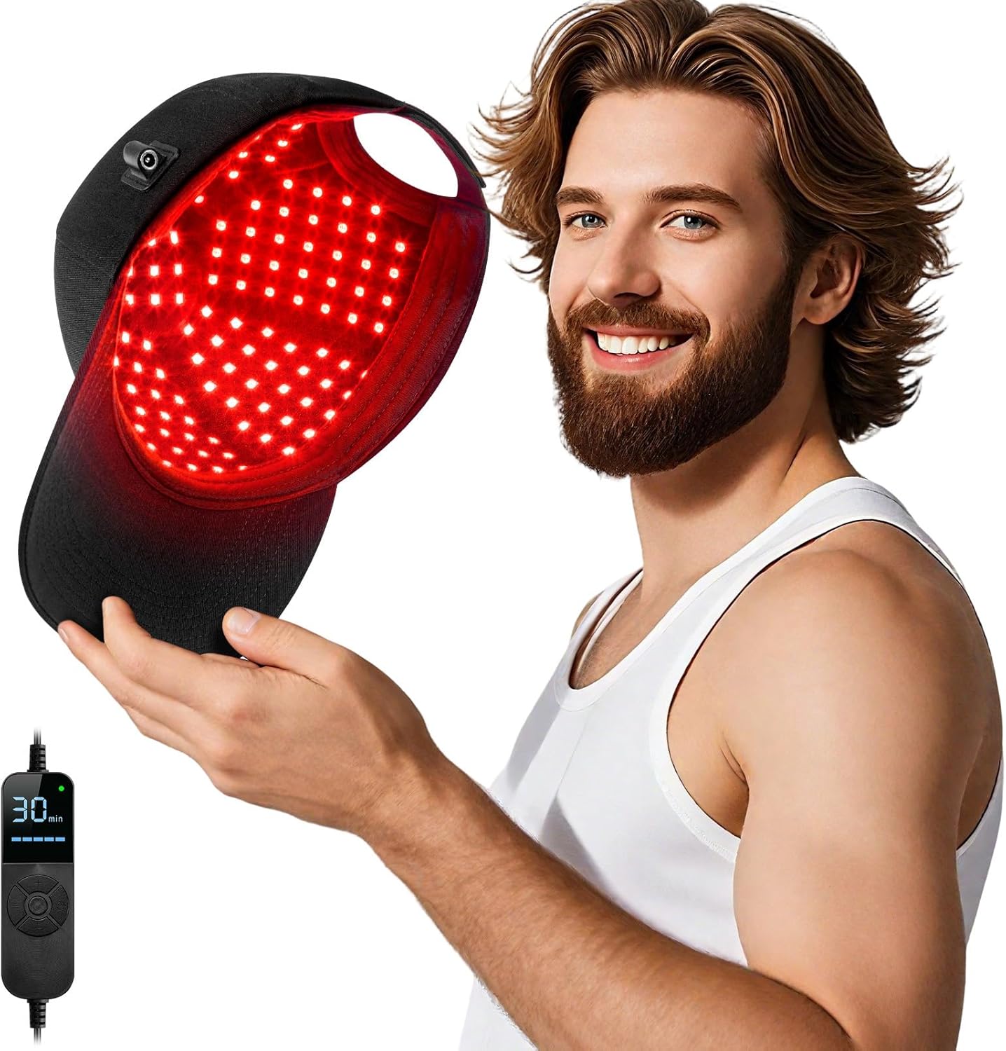 Product image of Laser Hair Growth Cap，Red Light theray for Hair, Deep Black Cap