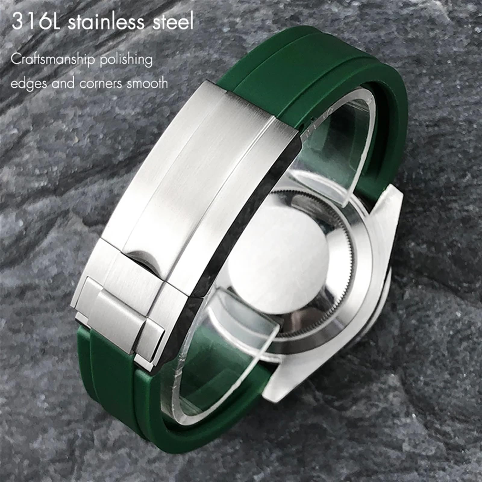 Cinturino in gomma naturale 18 mm 19 mm 20 mm 21 mm per Rolex Submariner Daytona Yatch Master Oyester Datejust cinturino in silicone