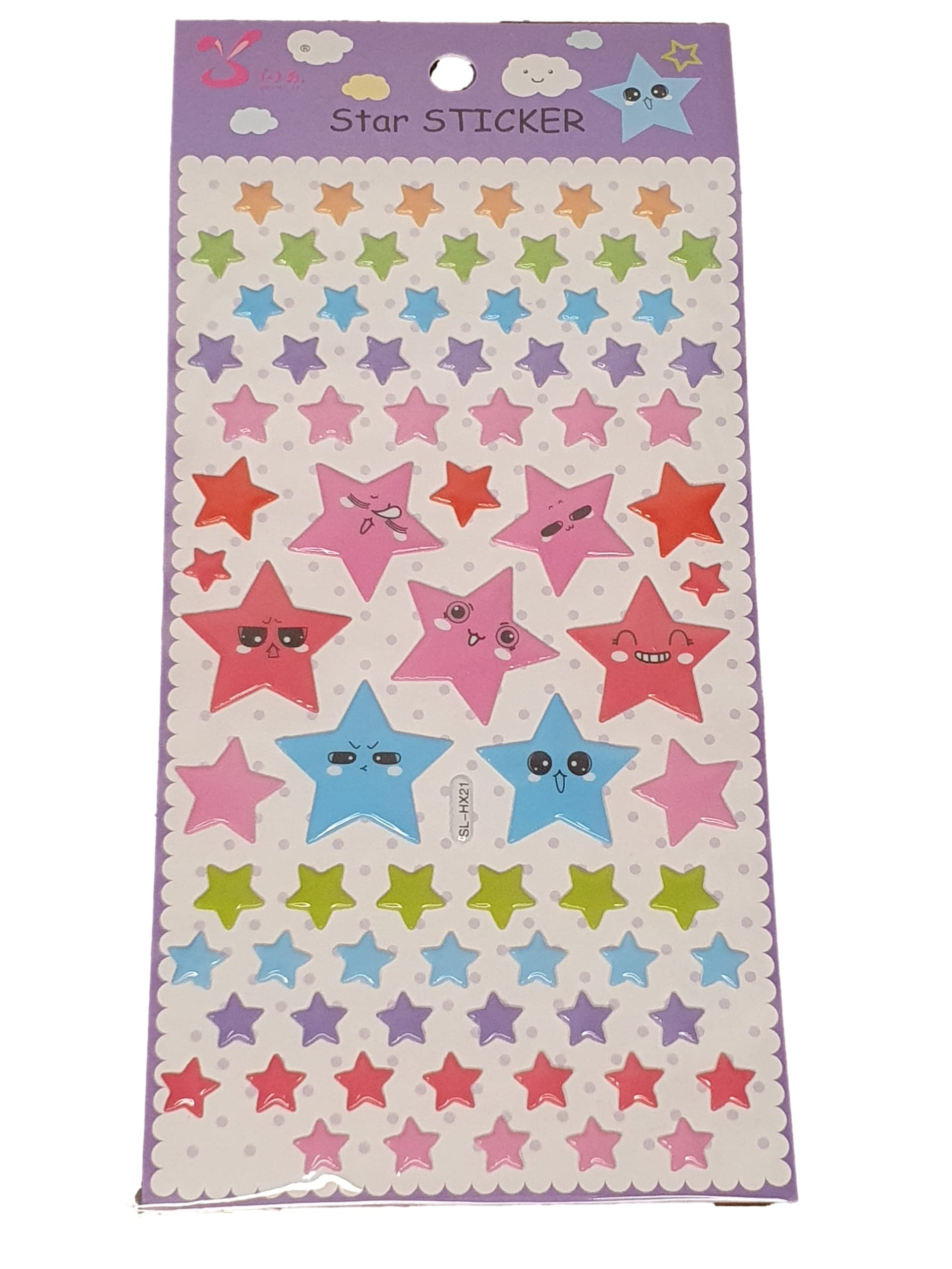 Fat-Catz-Copy-Catz Various Kids Children's Puffy 3D Colourful Emoji Face Star Stickers For Scrap Books Reward Stickers Reuseable