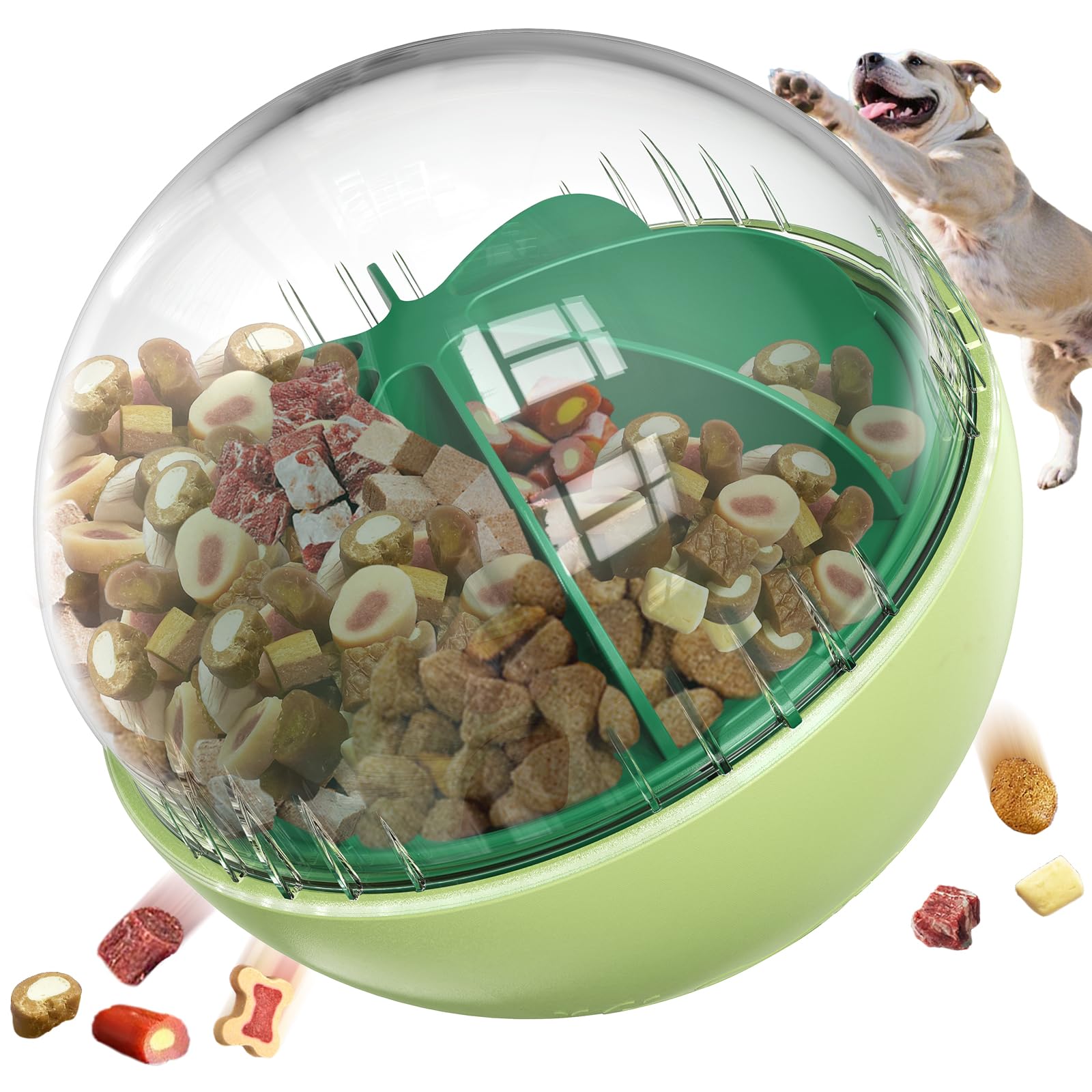 KADTC Balle distributeur de friandises pour chien extra large – Vitesse de distribution de nourriture réglable – Jeu d'esprit pour chiot – Mangeoire lente pour chiens de taille moyenne/grande/extra