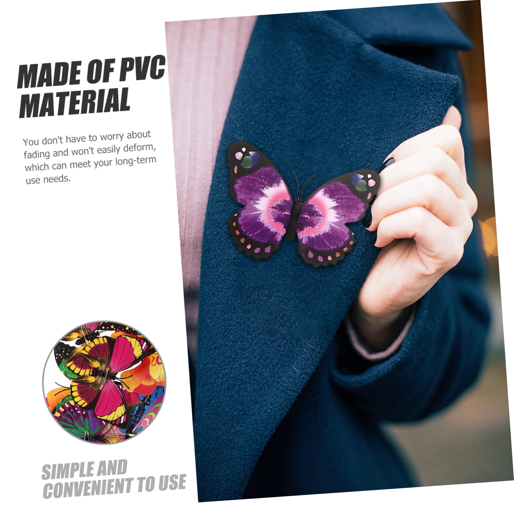 Pin Decorativo de Mariposas Pvc 100piezas para Mochilas y Sombreros | Diseño Delicado y Variedad de Estilos, Fácil de Llevar y Guardar, Adecuado para Decorar Accesorios