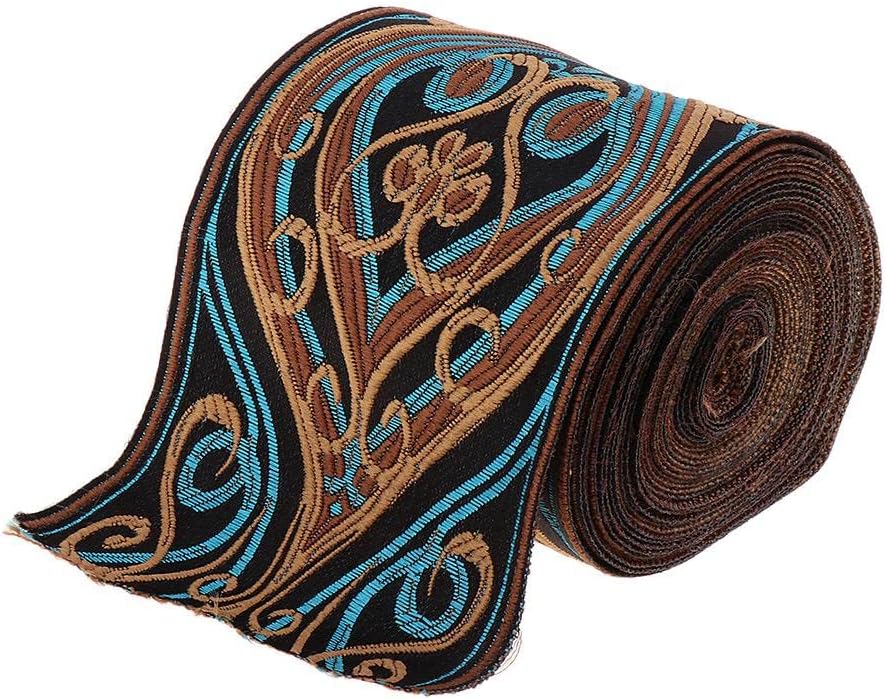 Duiaynke 5 Meters Long Border Trim Ribbon Brocade Jacquard Ribbon Ribbon Blue Jacquard Border Sewing Appliques (8cm)