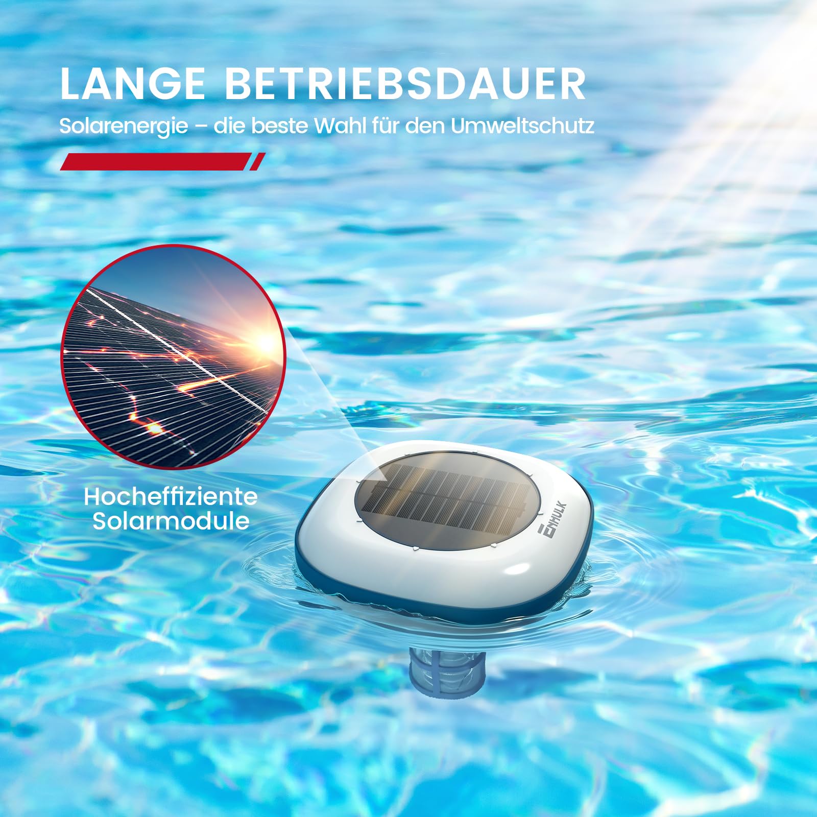 Enhulk Solar-Pool-Ionisator schwimmender Reiniger für Pools bis 170.000 Liter Aufstellpools Einbaupools Blau