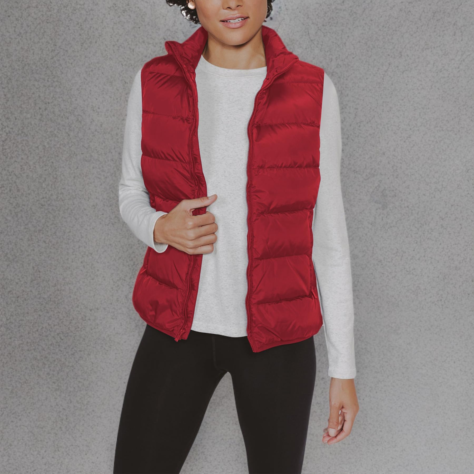 JIHUILAI Chaleco acolchado ligero sin mangas para mujer, chaleco acolchado cálido de invierno con bolsillos