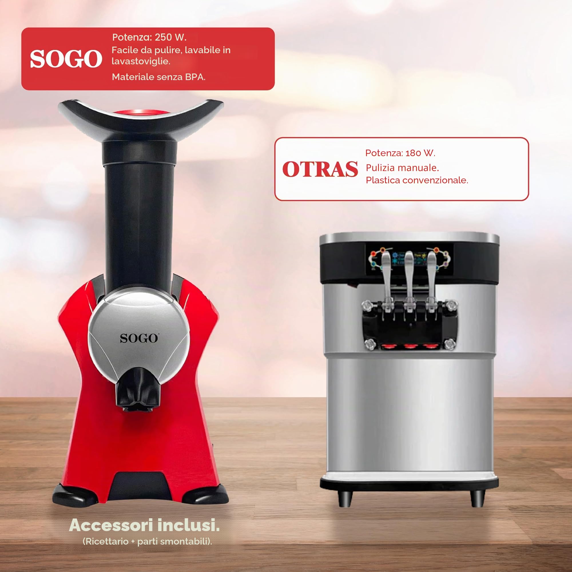 SOGO Macchina Frigorifero Versatile Rimovibile ideale per creare Dolci Gelati e Sorbetti di Frutta Naturale 250W SS-5246