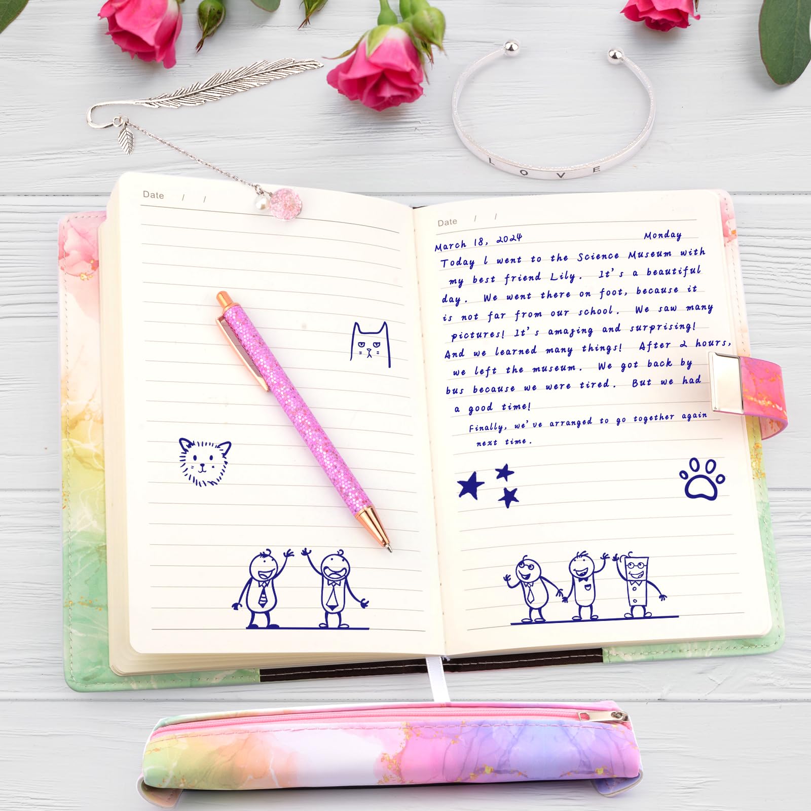 Journal avec serrure pour filles, cadeaux pour filles de 8, 9, 10, 11, 12, 13 ans, cadeaux Noël et anniversaire pour adolescentes filles âgées de 7 à 14 ans, journal avec code, carnet de notes, stylo
