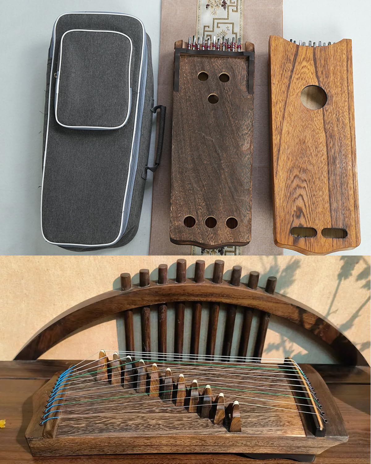 Traditionelles chinesisches Zither, 11 Saiten Guzheng für Anfänger, reisefreundliches Instrument mit Koffer, perfekt für Musiker und besondere Anlässe