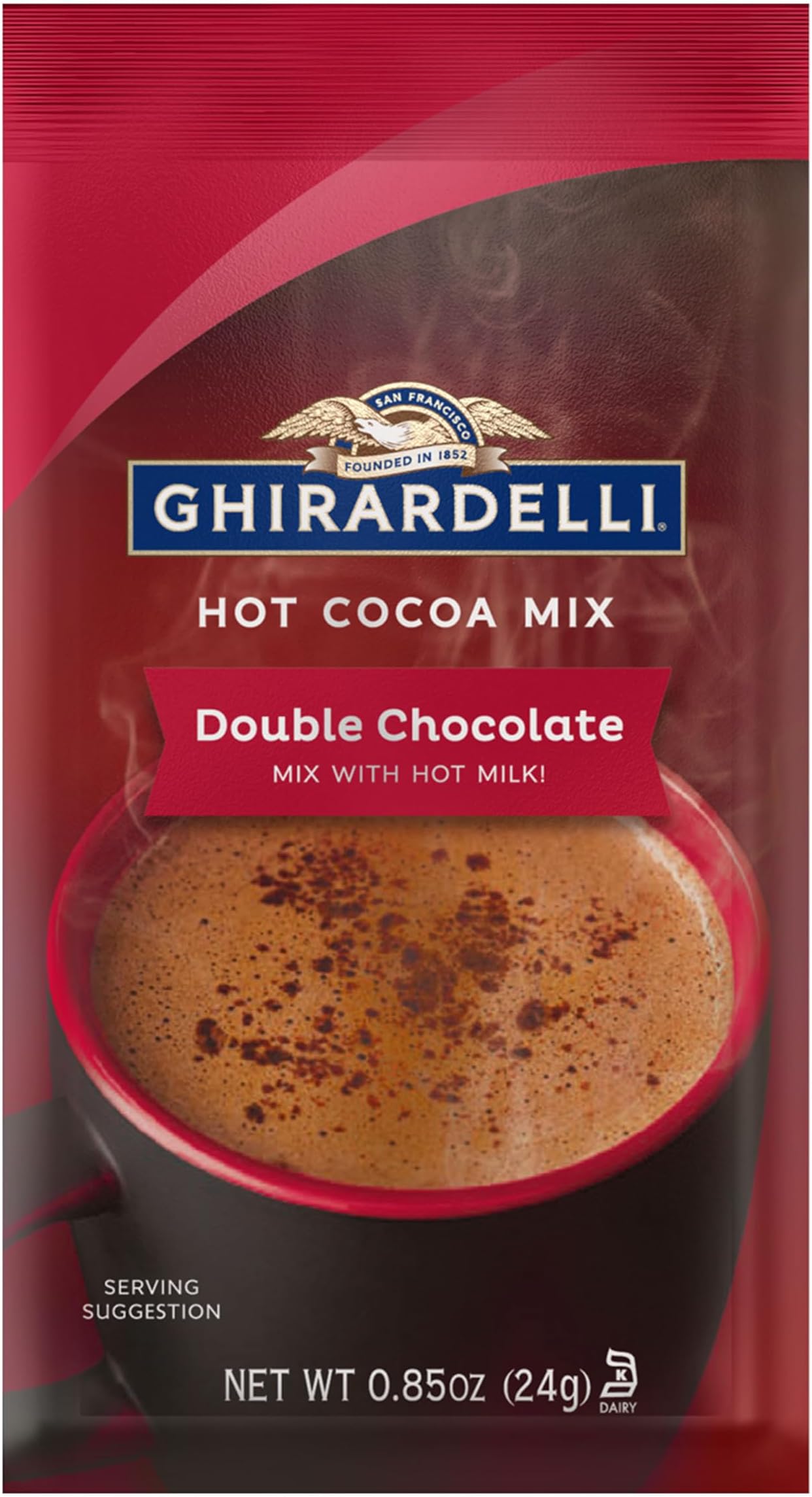 Ghirardelli Chocolate Premium Hot Cocoa, Double Chocolate, 0.85-Ounce Packets (Pack of 10)