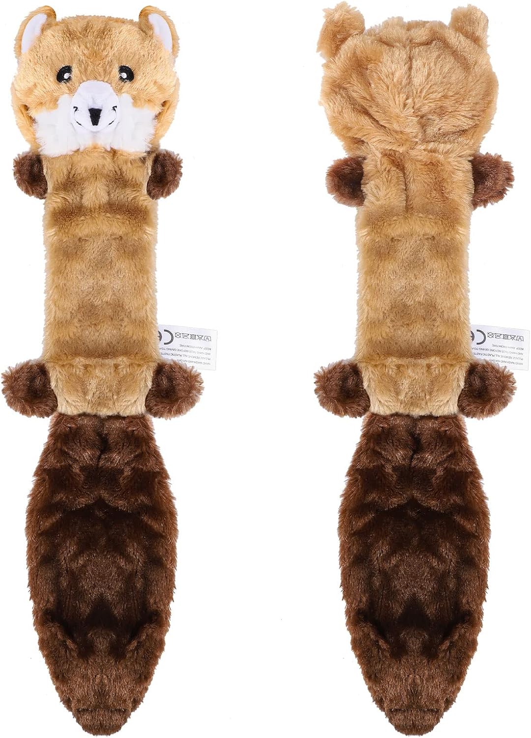 Squeaky Plush Dog Toy, Brown Raccoon Soft Dog Toys Stuffingless Chew