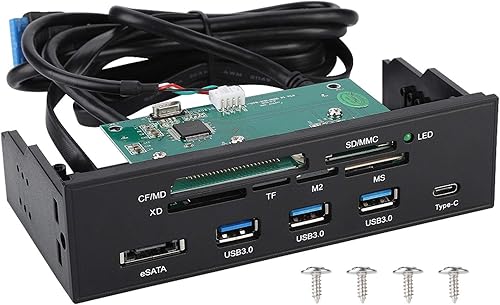 Miniatura 1 de Lector de tarjetas interno, interfaz USB 3.0 de 5.25 pulgadas, multifunción, lector de tarjetas internas, panel frontal de PC, con eSATA y puerto