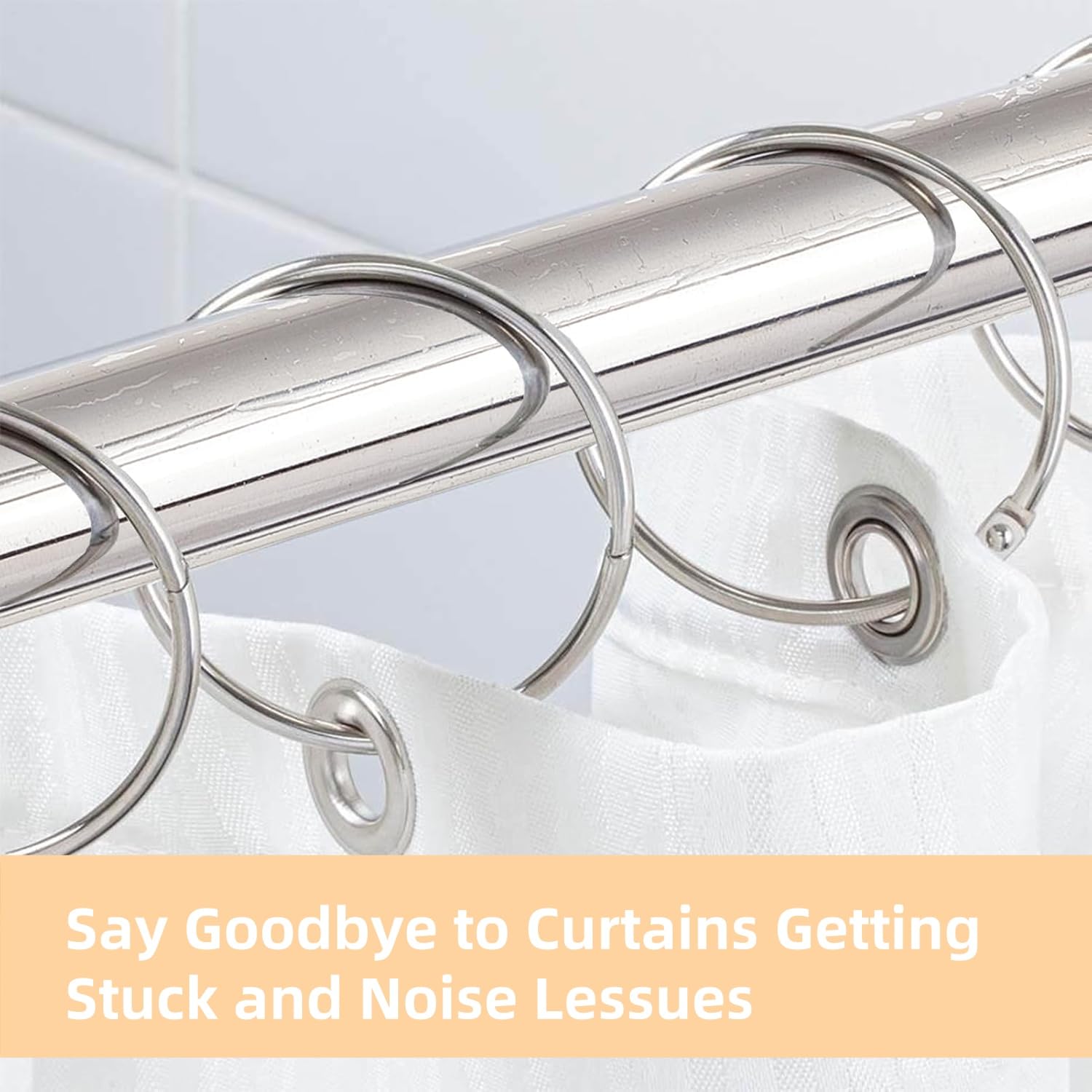 32.8ft Curtain Rod Tape Clear Sliding, Transparent Silent Curtain Ring Sliding Tape, Solve Curtain Rods Getting Stuck and Making Noise When Sliding for Living Room and Bathroom Shower Curtain Rod