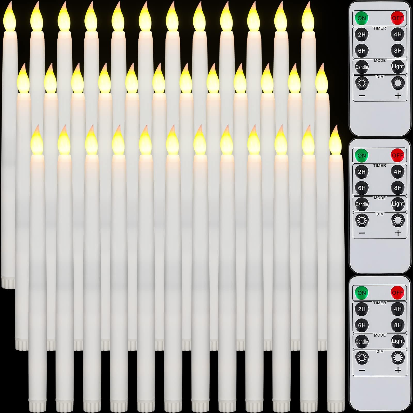 Flameless Taper Candles, 10.7” Taper Candles Battery