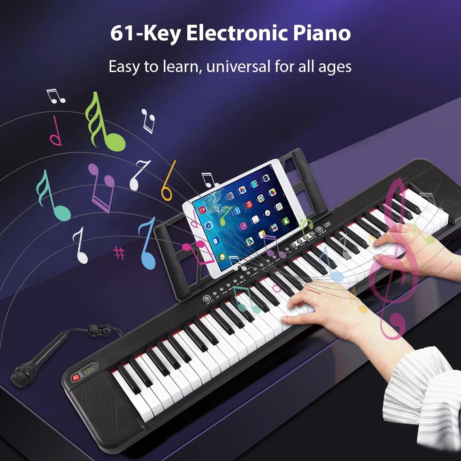 電子キーボード 61鍵 スタンド・ヘッドフォン・マイク付き 楽天市場】【楽天1位】RiZKiZ 電子キーボード 61鍵盤 選べる