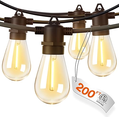 Miniatura 9 de addlon Cadena de luces LED para exteriores de 96 pies (2 pies de espacio) con 48 bombillas Edison inastillables, resistente y resistente a la