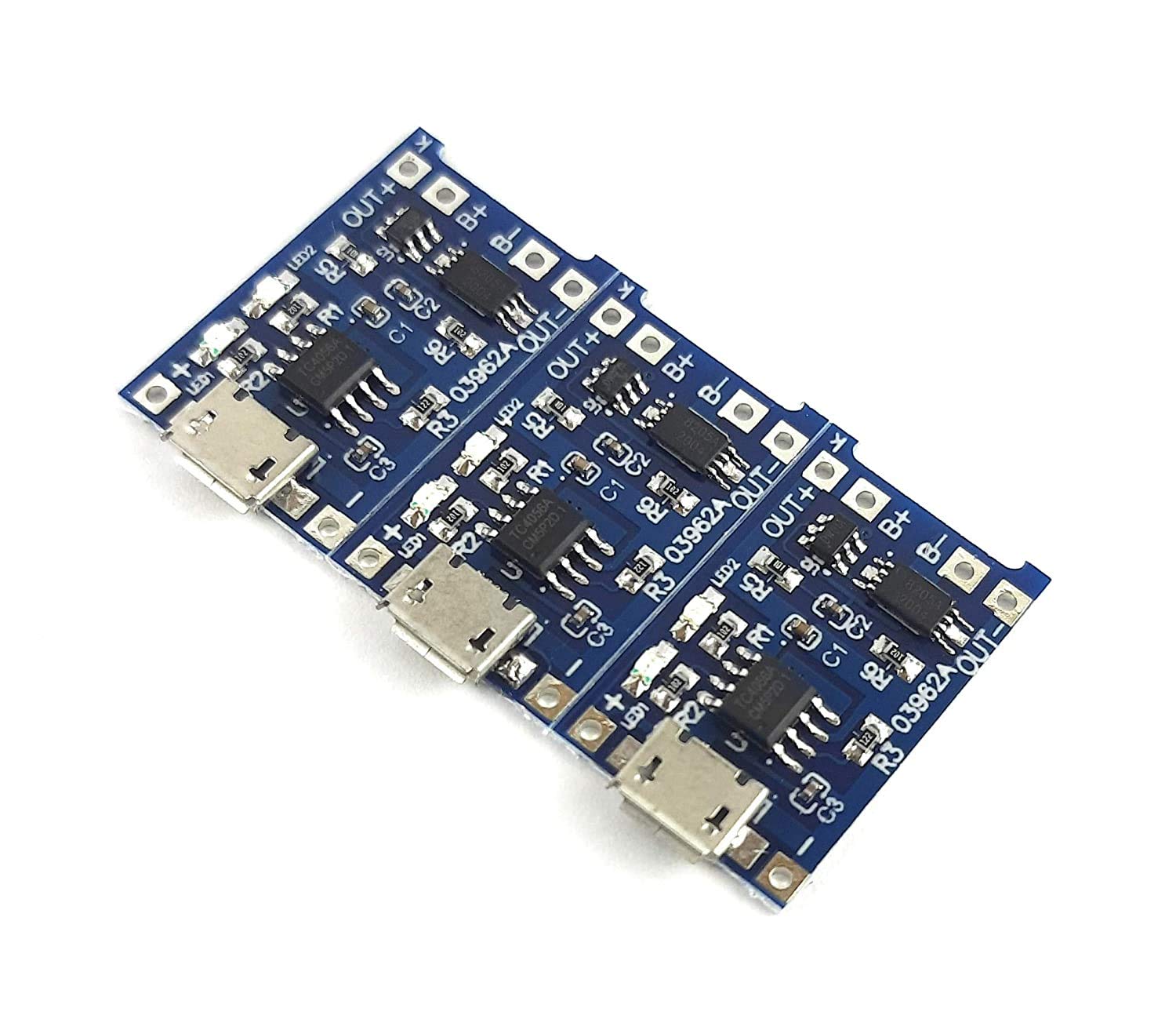 Stookin USB 5V 1A 18650 TP4056 Lithium Battery Charging Module Board with Protection (Pack of 3)