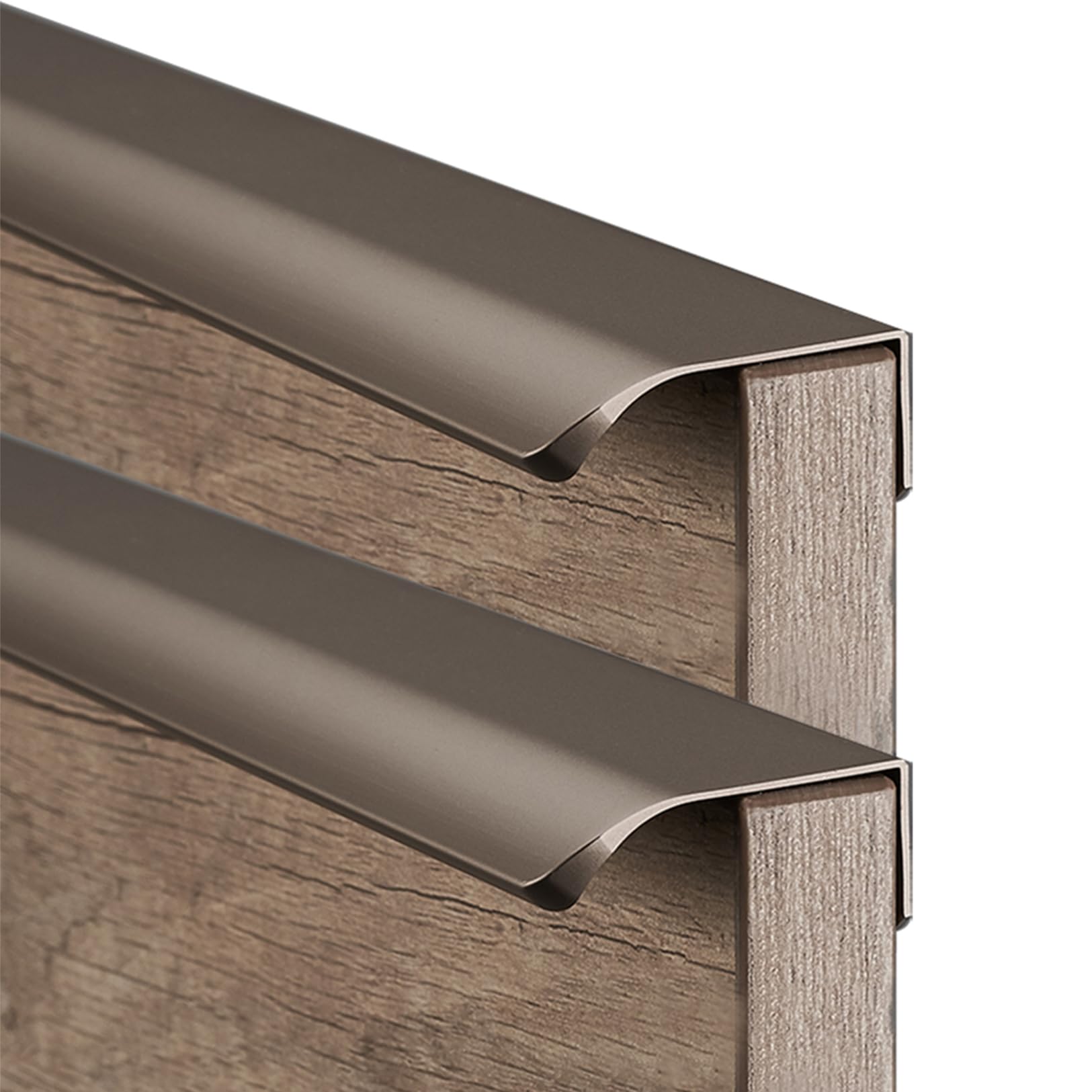 2 Pack Concealed Furniture Handles Aluminum Alloy Cupboard Handles Champagne Wardrobe Handles Hidden Drawer Pulls Long Handles Aluminum Profile Integrated Type (Length 300mm)